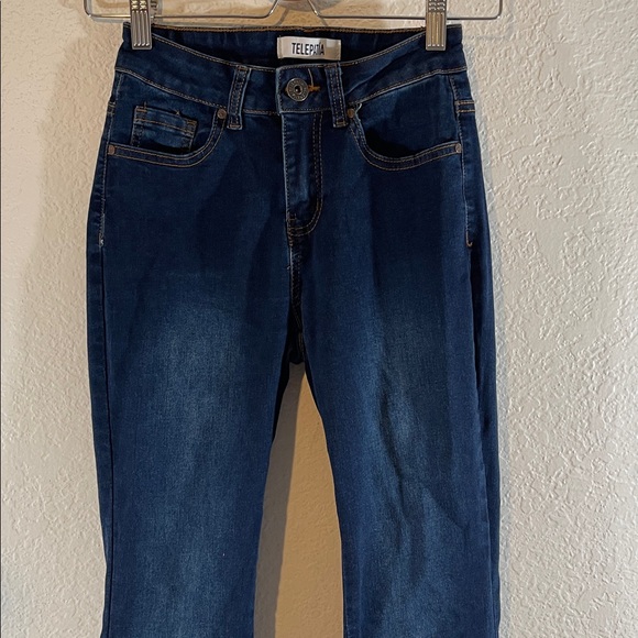 TELEPATIA Embroidered Flare Jeans Hippie Boho Floral Bootcut Flare Size 1/25 - Picture 3 of 10